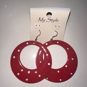 Red + White Polka Dots Earrings